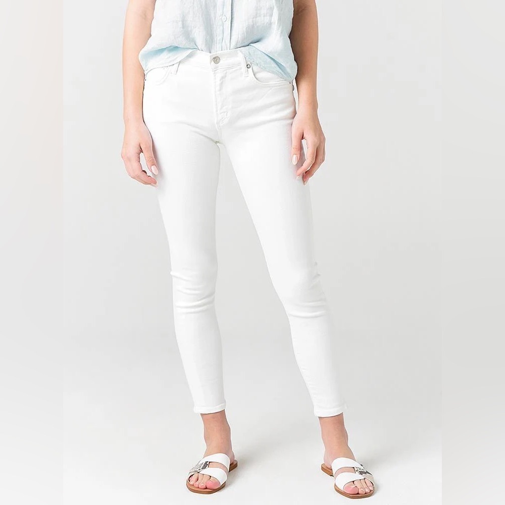 Agolde Sophie Mid Rise Skinny Ankle Jeans Phantom White 26 A123-1013 Denim